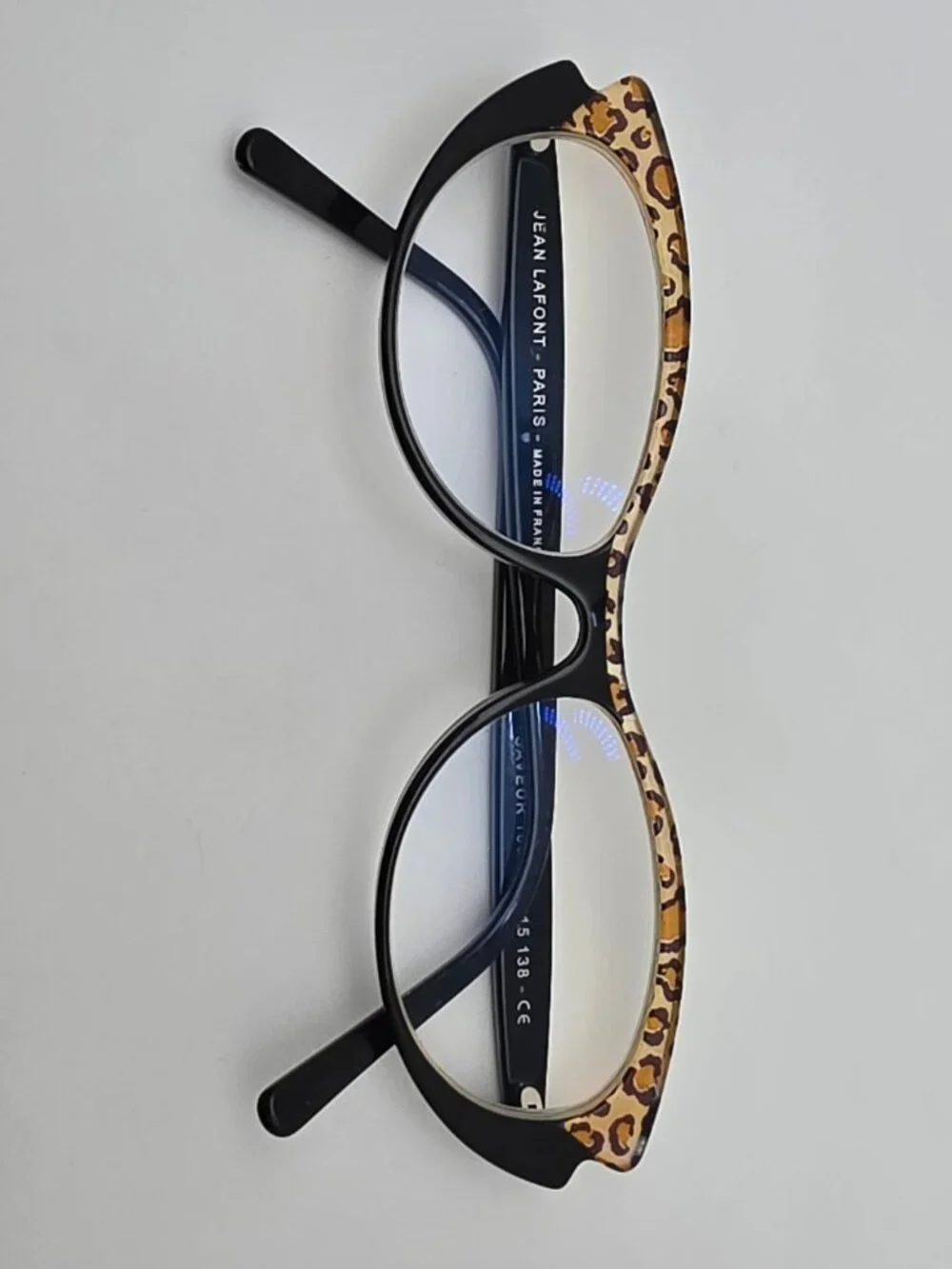 Jean Lafont Paris Saveur 100 Black Leopard Cat Eye Eyeglasses Frame w/ Case 53mm